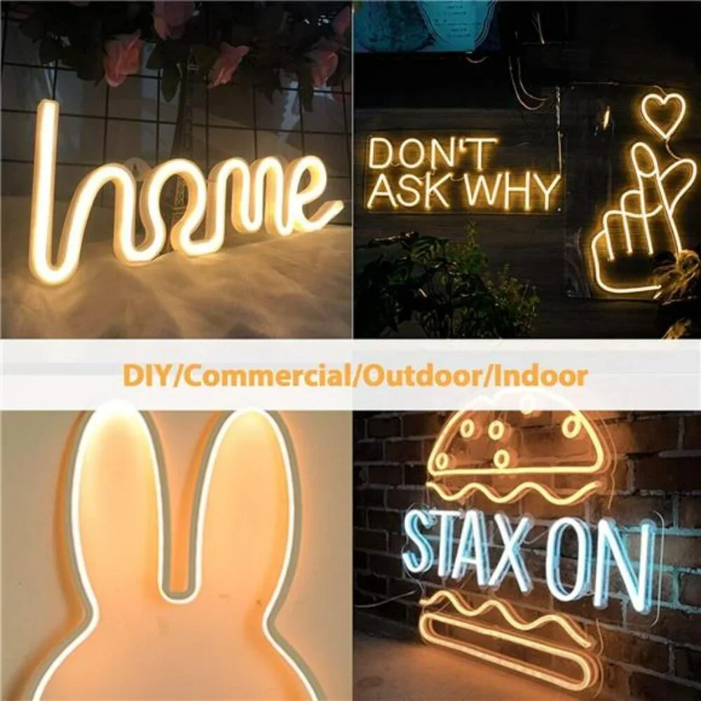 Warm White LED Neon Rope Light Waterproof Flexible Strip for Indoor Outdoor Deco